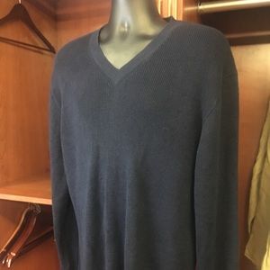 PRL Blue Linen V-Nexk Summer Sweater, XXL